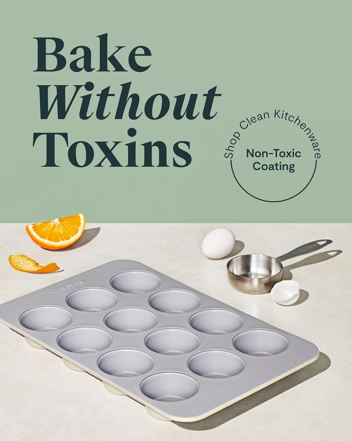 Caraway Non-Stick Ceramic 12-Cup Muffin Pan Duo - Naturally Slick Ceramic Coating - Non-Toxic, PTFE & PFOA Free - Perfect for Cupcakes, Muffins, and More - Black