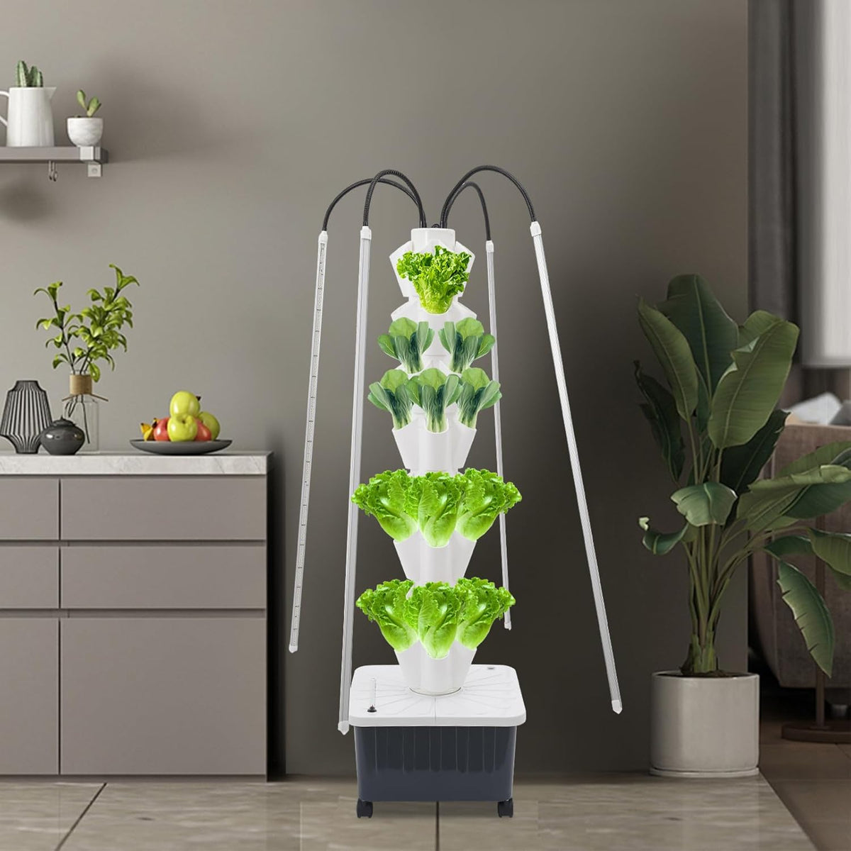 Hydroponics Growing System with LED Grow Lights, 40-Plants Indoor Vertical Hydroponic Tower, Vertical Garden Planter with Wheels, Hydroponic Germination Kit for Fruits, Vegetables, Herbs