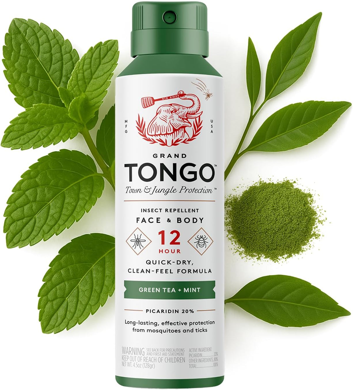 DEET-Free Green Tea + Mint Insect Repellent with Picaridin- The 12 Hour Protection, DEET Alternative