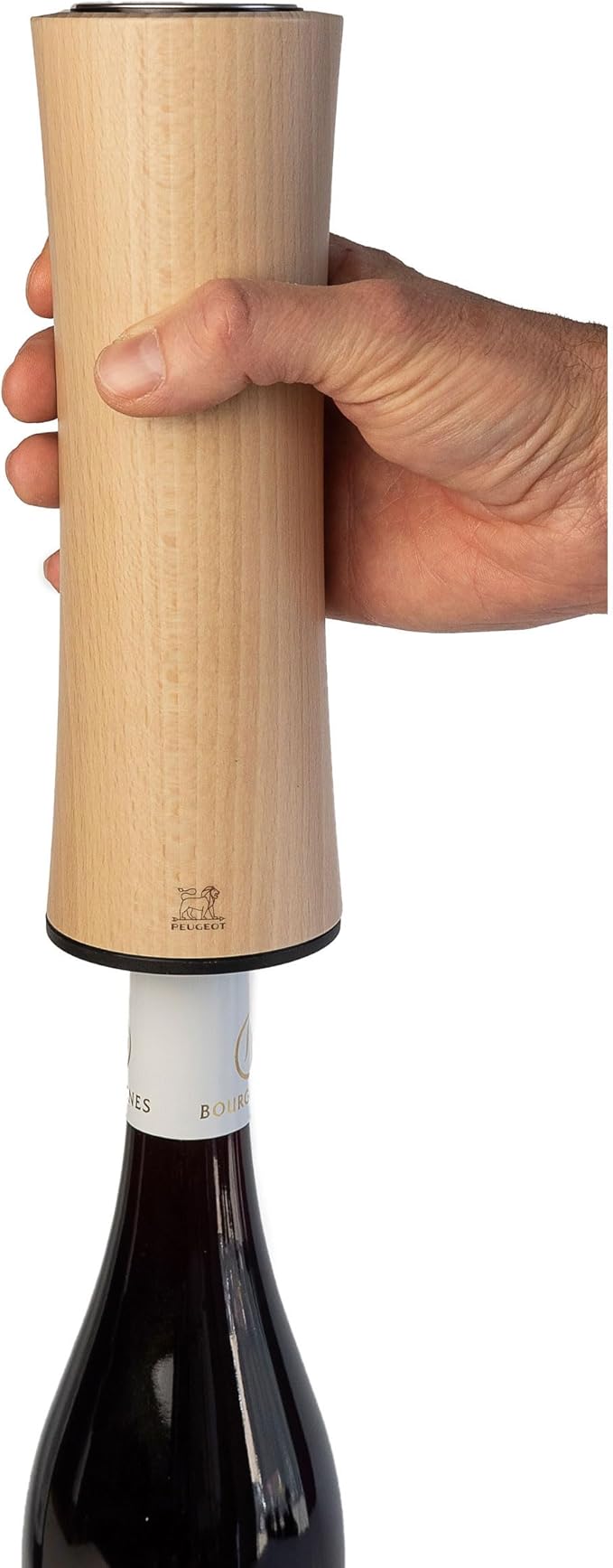 Peugeot - Elis Reverse Electric Corkscrew - Rechargeable Automatic Bottle Opener with Foil Cutter - Wood, Natural, 8-inches