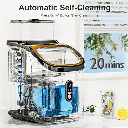 Ice Cube Maker Antarctic Star Countertop Ice Machine, 2 Ways to Add Water, 30Lbs/24H, 16Pcs/13Mins, Self-Cleaning, Ice Scoop&Ice Basket, for Kitchen/Office/Bar (Black)