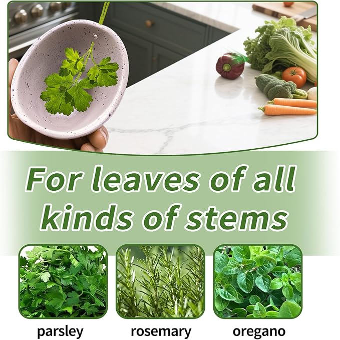 Herb Stripper, 4-Hole Design Pottery Herb Stripper,Handmade Ceramic Herb Stripper Bowl for Removing Leaves and Stems in the Kitchen (White Glaze)