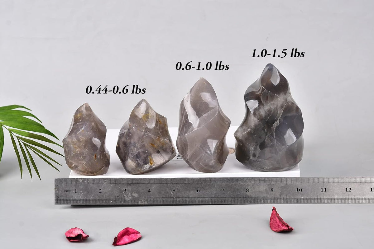AMOYSTONE Blue Pink Quartz Flame Shaped Stone Towers Large Healing Crystal Quartz Home Decor 0.6-1.0LBS