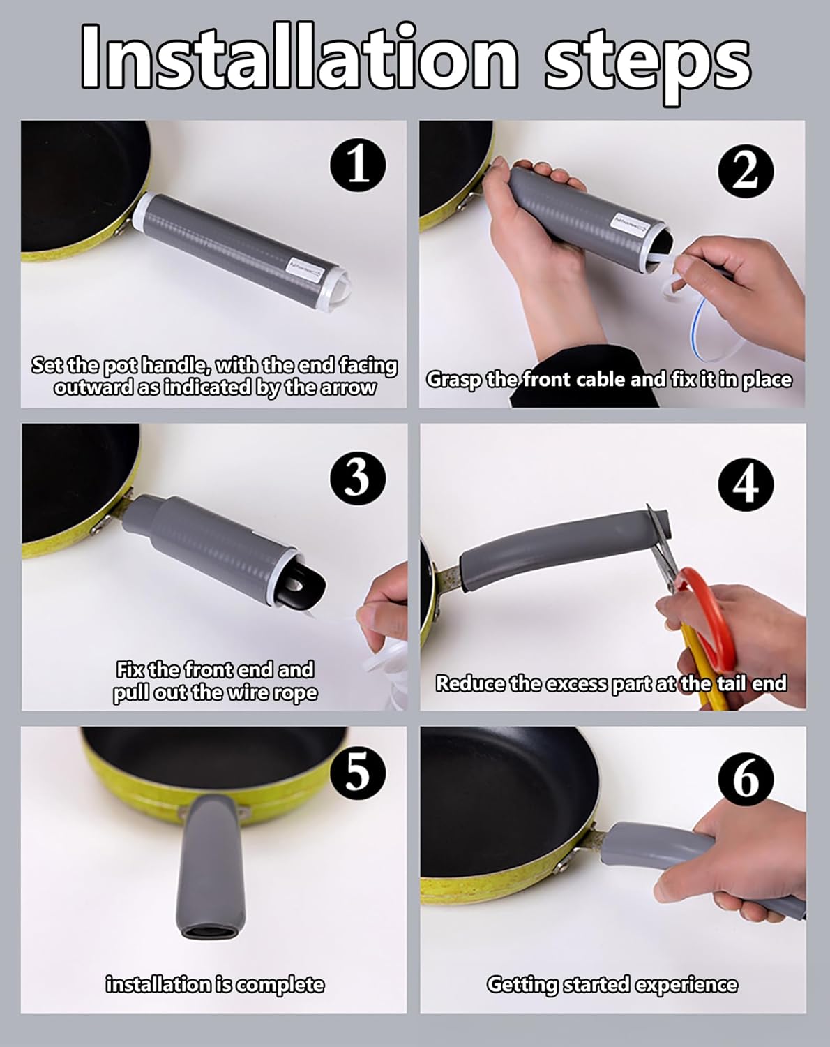 Upgraded Silicone Pan Handle Sleeve - Heat-Resistant&Non-Slip Cast Iron Handle Cover for Pots and Pans - Multipurpose Kitchen Protection(S+M+L)