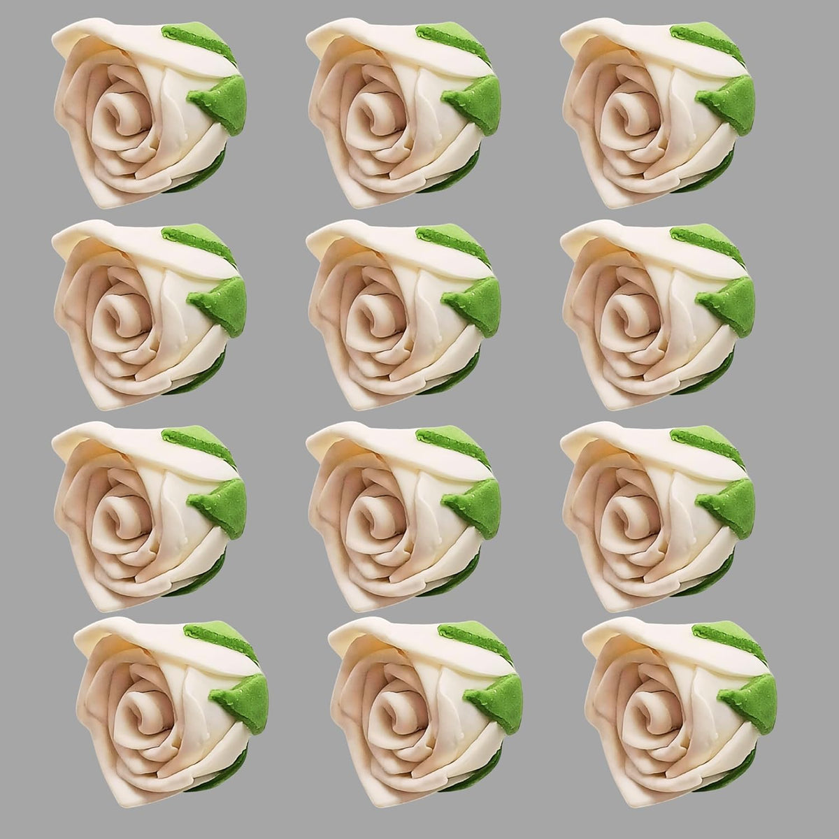Confect Edible Ivory Rose Toppers – 12-Pack Classic Pearl Edible Roses for Cake, Cupcake Decorating – Elegant Floral Toppers for Desserts- Vegan, Nut-Free, Soy-Free, Dairy-Free, Palm Oil-Free