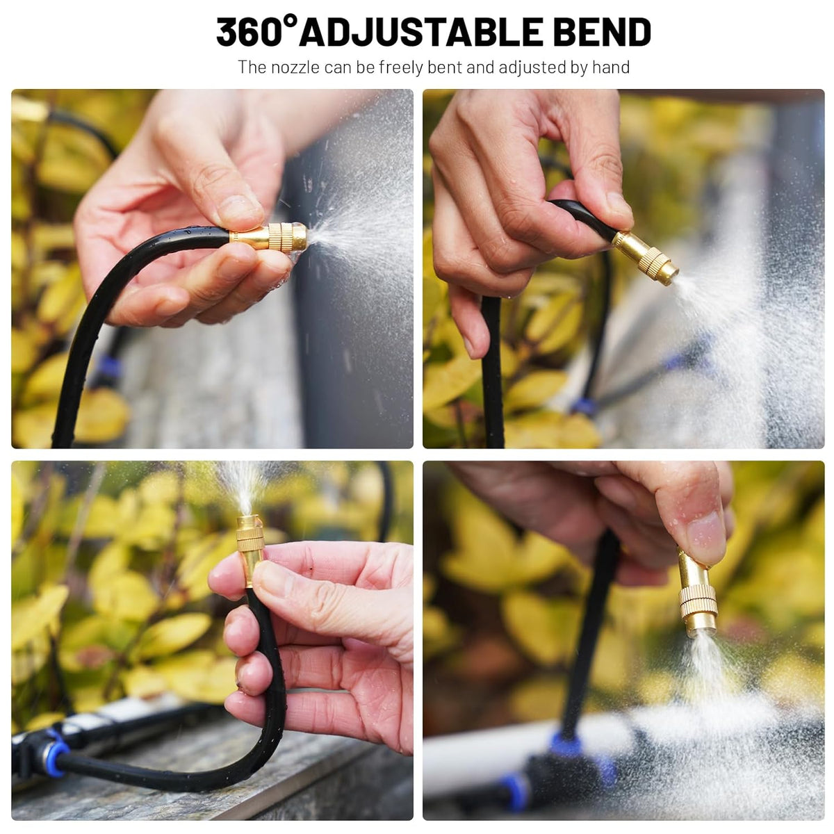 360° Adjustable Drip Irrigation System - 40FT Garden Watering System with 13 Nozzles, Garden Irrigation System, Greenhouse Accessories, Atomizing System for Yard, Lawn, Plants, 5/16 inch Hose