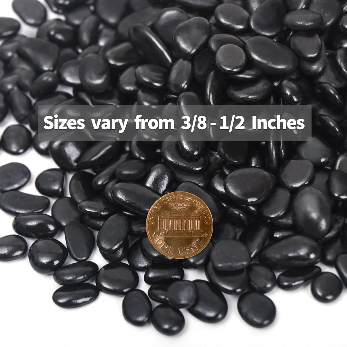10LB Black Pebbles for Indoor Plants, Vases, Succulent, 3/8 Inch Small Black Rocks for Plants, Polished & Decorative