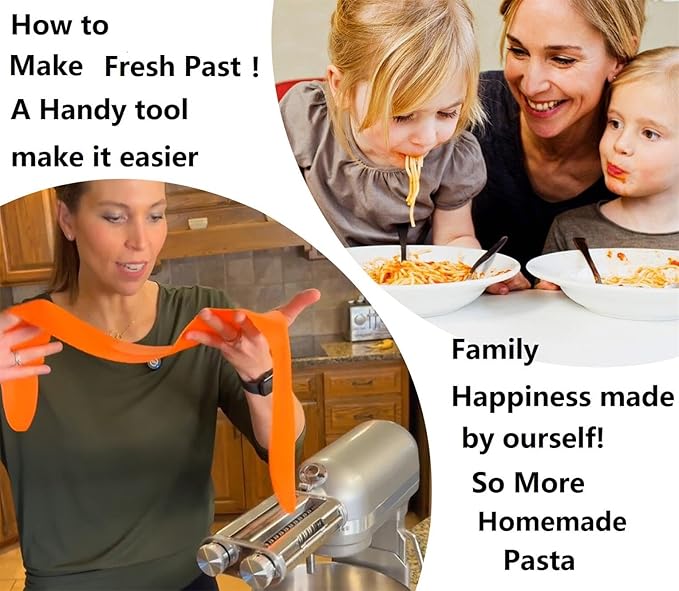 FavorKit 3 in 1 Pasta Maker Attachment Set for KitchenAid Mixers Plus Hub Knob Screw Accessory Included Dough Sheet Roller, Noodle Spaghetti & Fettuccine Cutters-Unique Design