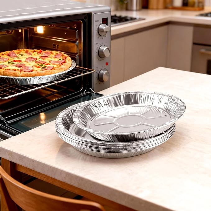 9 Inch Pie Pans Disposable (12 Pack) - Heavy-Duty Aluminum Foil Pie Tins, Standard Baking Tin Plates for Pies, Quiches, Desserts, Oven Safe & Easy Cleanup