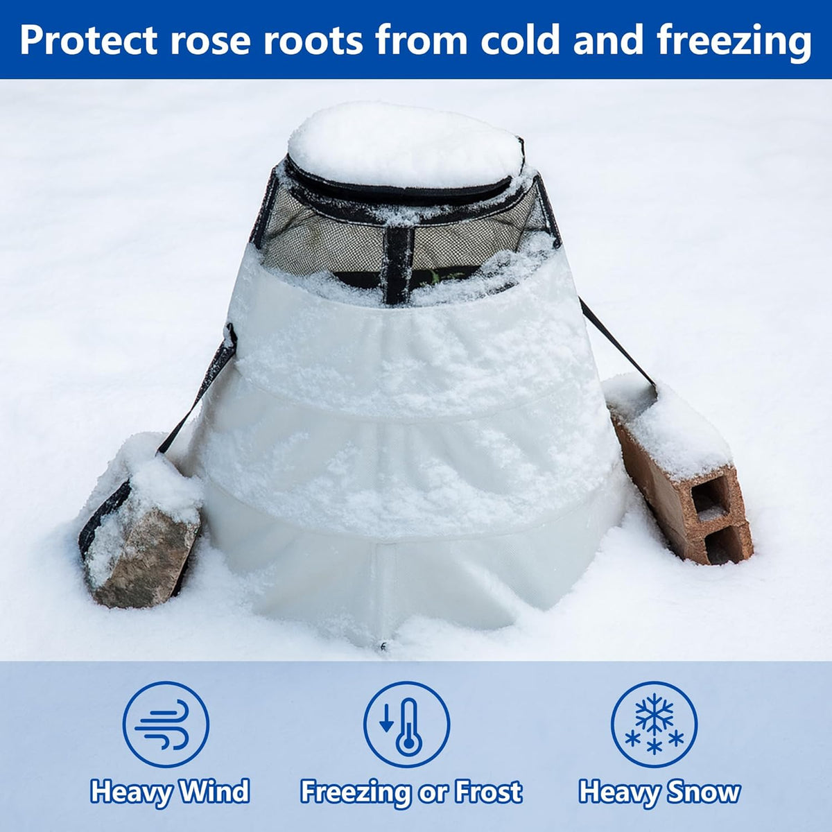 Winter Rose Protective Cover, 600D Winter Rose Cones Protection with Stakes, Reusable Freeze Protection Roses Collar for Protecting Outdoor Plants from Wind Frost Animal Eating