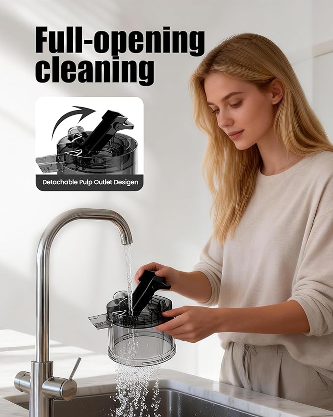 Juicer Machines, Cold Press Juicer with 6" Extra Wide Chute, 90oz Capacity, Powerful AC Brushless Motor, High Juice Yield, Quiet Low db, BPA-Free Juicer Press For Whole Vegetables & Fruits