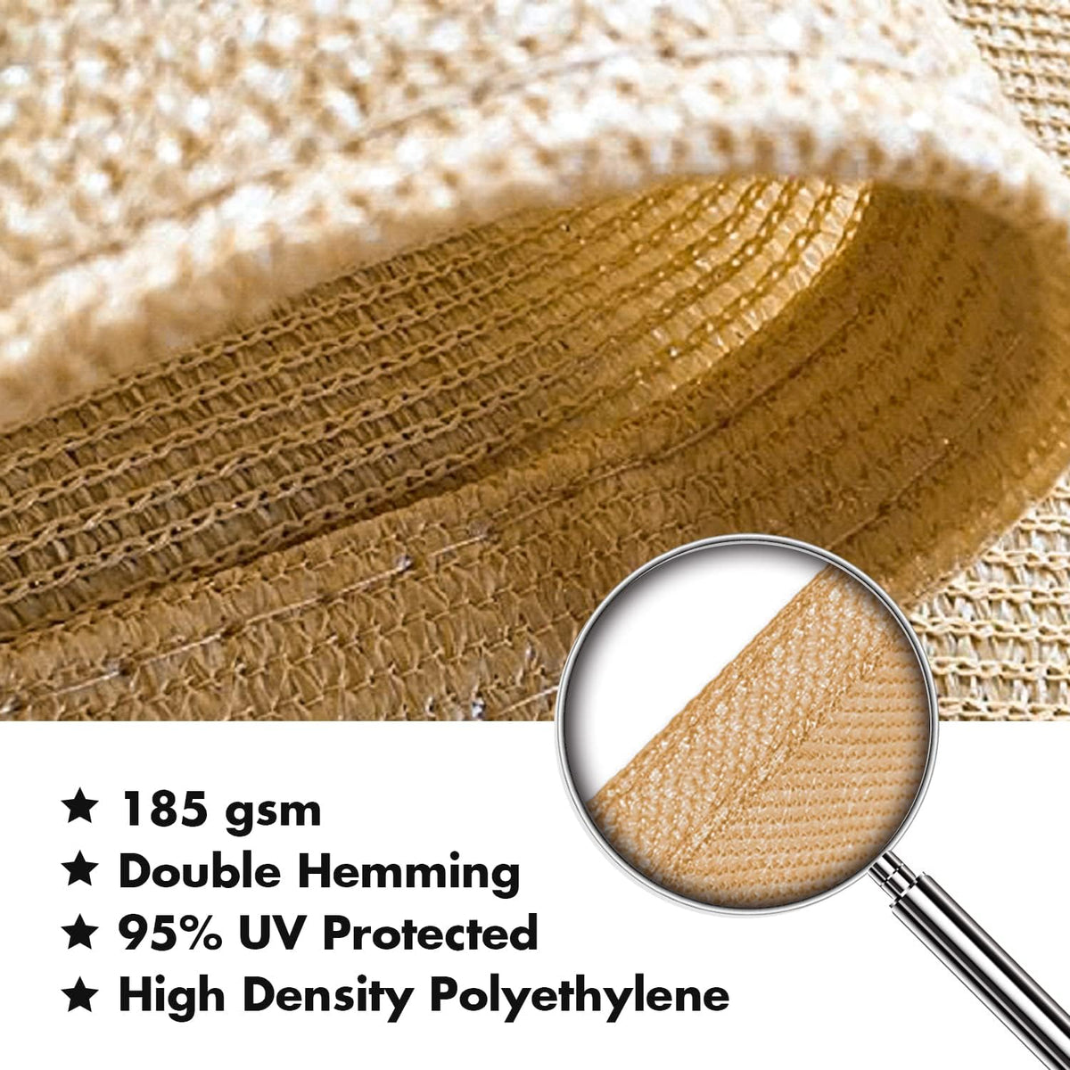 KANAGAWA 6'X18' Sand Custom Size Sun Shade Sail Rectangle UV Block Canopy Cover for Patio Backyard Lawn Garden Outdoor (Customized Available)
