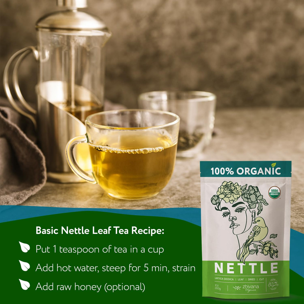 Super Value Pack 5 LB - Organic Stinging Nettle Leaf Tea - Allergy Relief, Fluid Balance - Support Hair, Skin