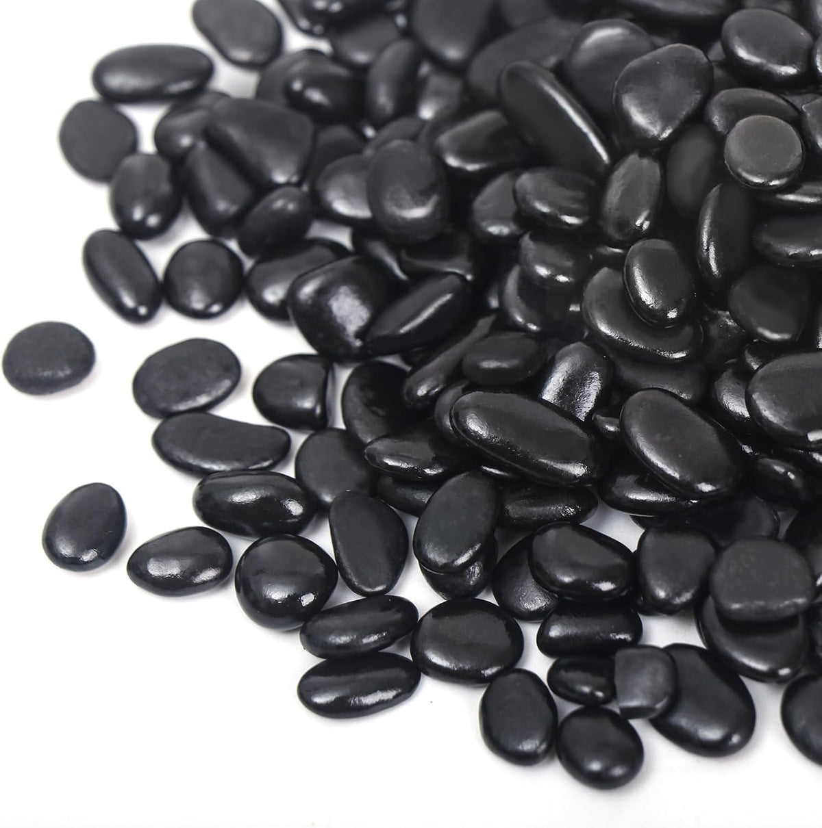 5LB Black Pebbles for Indoor Plants, Vases, Succulent, 3/8 Inch Small Black Rocks for Plants, Polished & Decorative