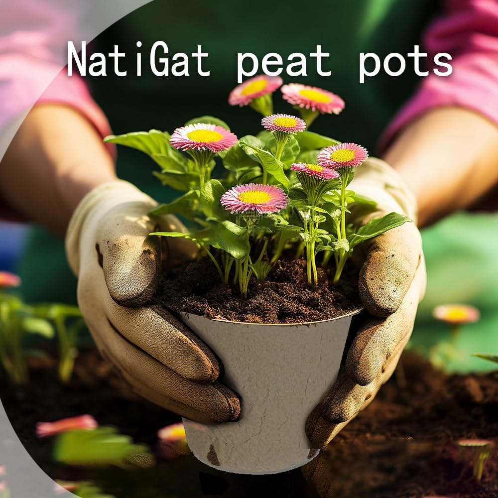 108pcs Peat Pots for Seedling 3.15" Biodegradable Plant Nursery Pots Seed Starting Pots with Drainage Holes, 30 Plant Labels, 2 Transplant Tools