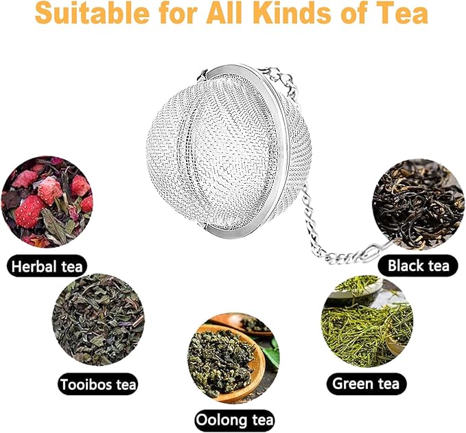 Tea Strainers for Loose Tea, Set of 2 TeaSanavie Stainless Steel Tea Ball, Tea infuser with Honeybee & Queenbee Charm