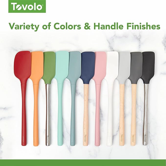 Tovolo Flex Core 5 Piece Silicone Spatula Set Heat Resistant All Silicone Utensils Include Non Stick Spatula Spoonula Jar Scraper, Dishwasher Safe BPA Free Spatulas for Baking Mixing, Oyster Gray