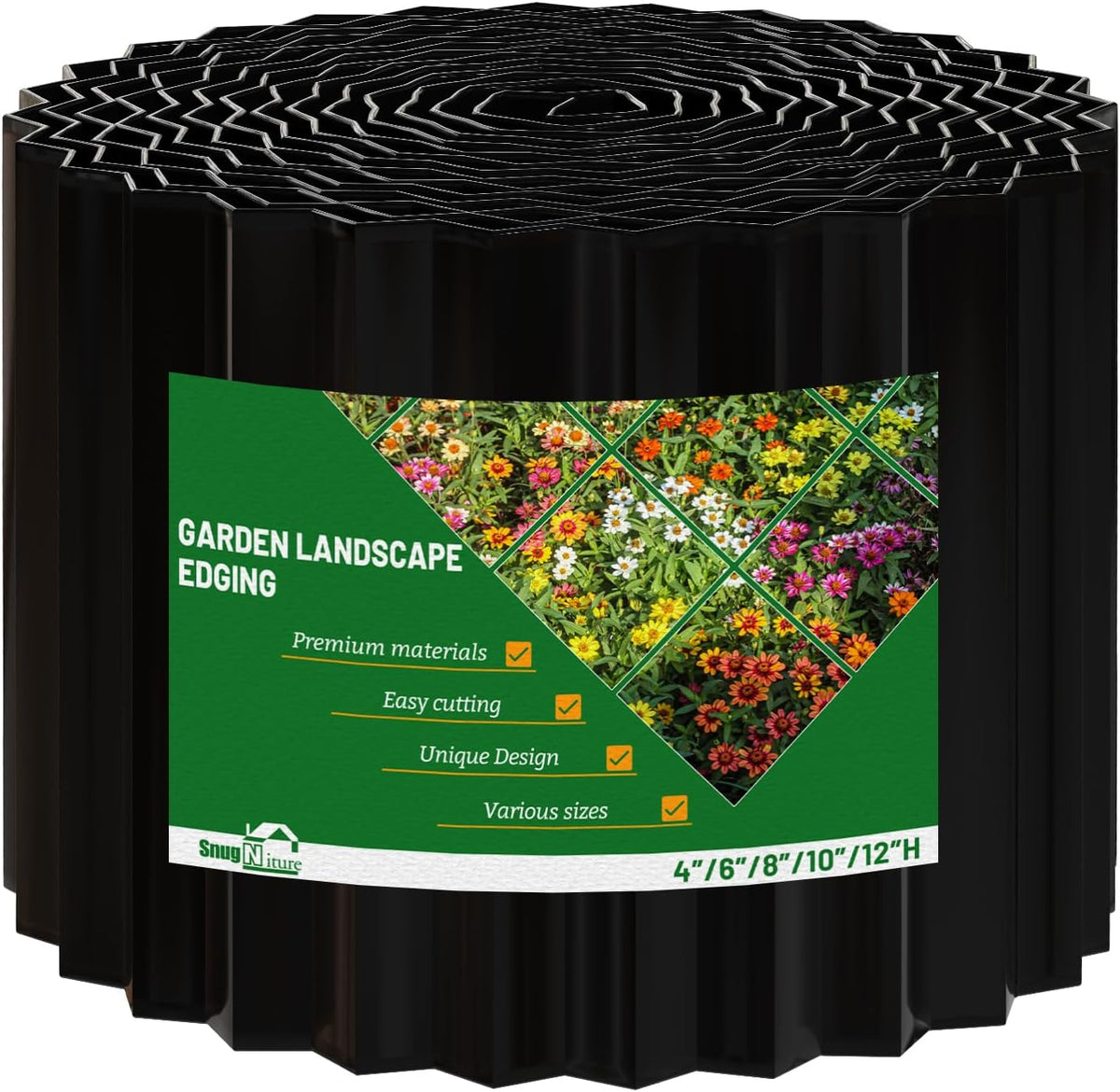 SnugNiture Corrugated Metal Garden Edging,6" x 40' Sturdy Lawn Edging Border,Landscape Edging Border for Lawn, Flower Bed,Garden and Yard