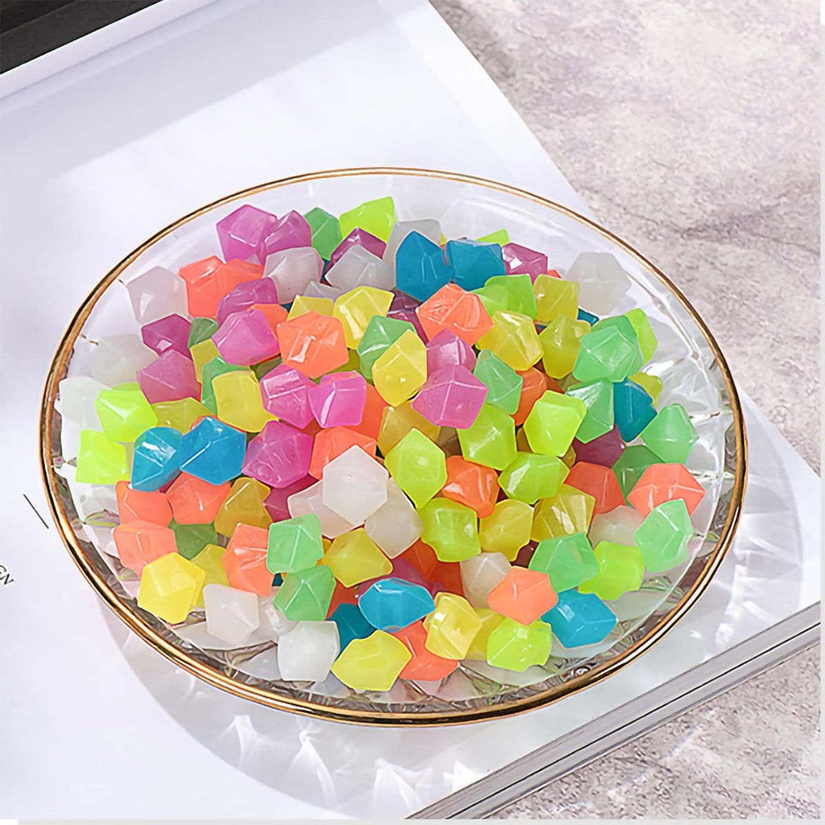 Glow in The Dark Rocks, 500PCS Fairy Garden Decorations Stones, Outdoor Decor for Mixd Color Luminous Pebble Stones for Plants/Backyard/Aquarium (1, Mixd, 500)