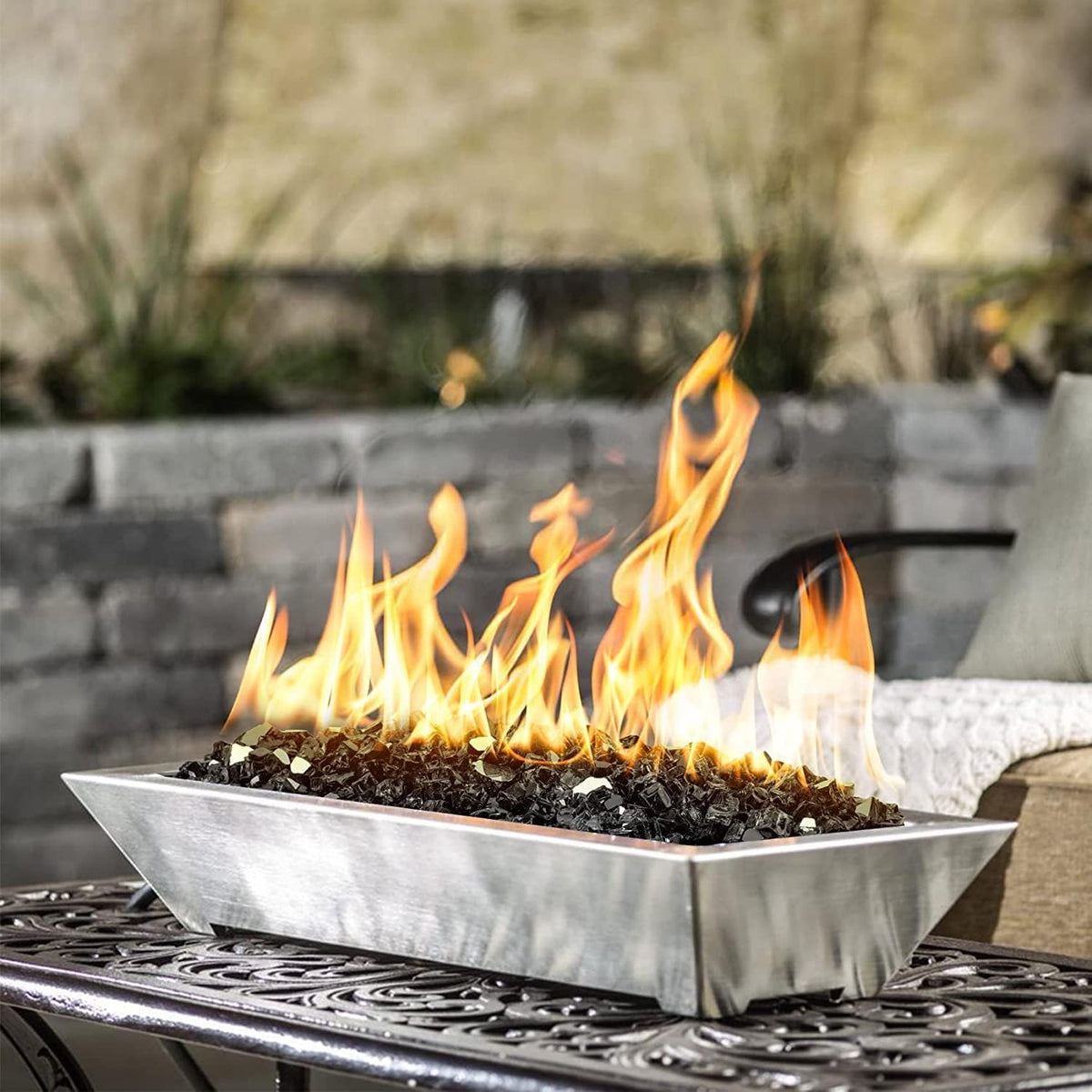 Mr. Fireglass 20 Pounds Black Reflective Fire Glass, 1/2 Inch High Luster Reflective Tempered Glass Rocks for Fire Pit Table Fireplace and Landscaping, Decorative Propane Gas Fireplace Glass Rocks