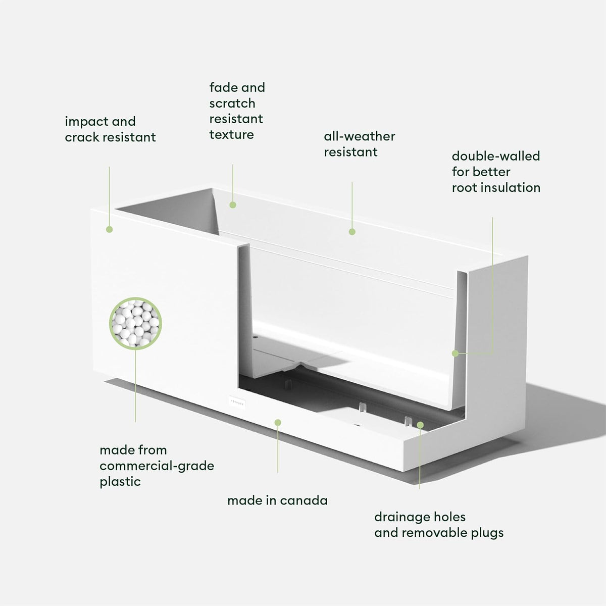 Veradek Block Series Long Box Planter - Large Rectangular Planter for Indoor or Outdoor Patio/Porch | Durable All-Weather Use with Drainage Holes | Modern Décor for Tall Plants, Flowers or Shrubs