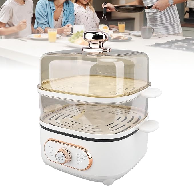 1200W 10.5L 2 Tier Electric Steam Pot Cooker with Steaming Plate, Efficiently Cooks and Steams Seafood, Vegetables, and Meat, Ideal for Noodles, Porridge, Slow Cooking (US Plug