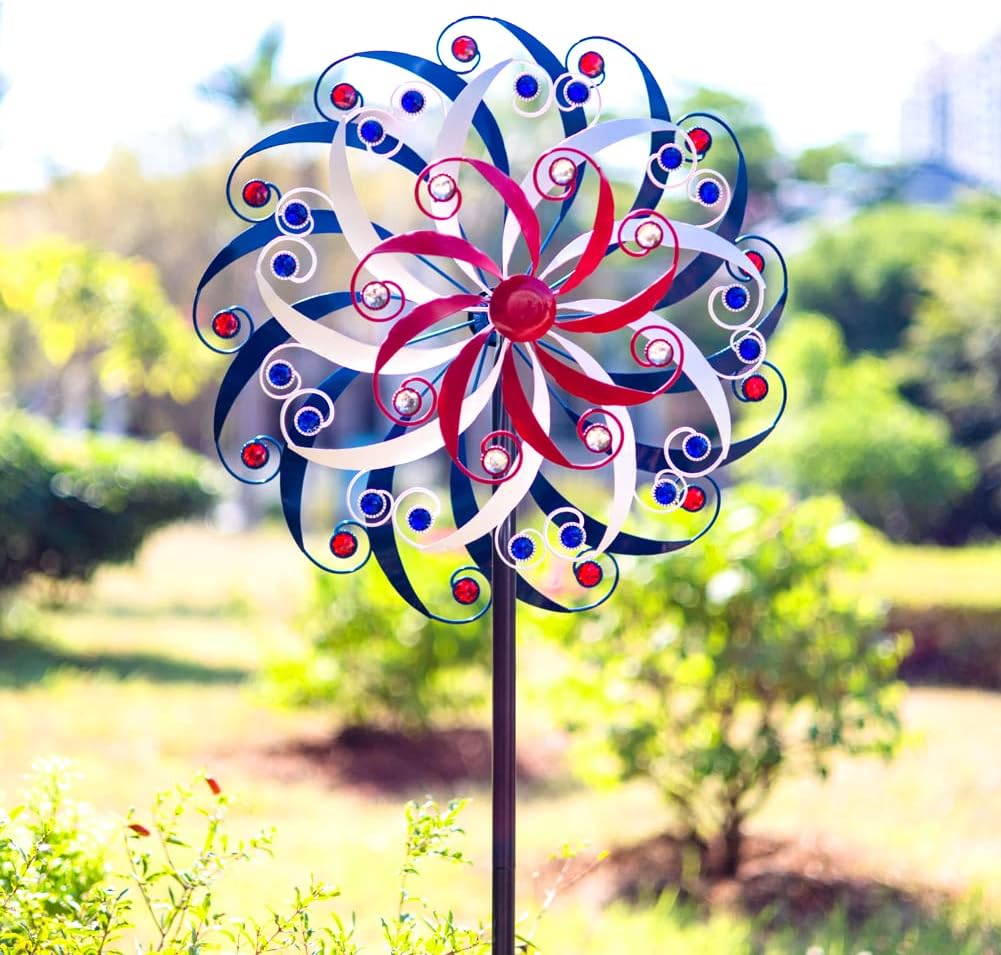 DREAMYSOUL Large Wind Spinners 20" Dia, Metal Patriotic Wind Sculpture Spinner Yard Art for Outdoor Garden Patio Decor