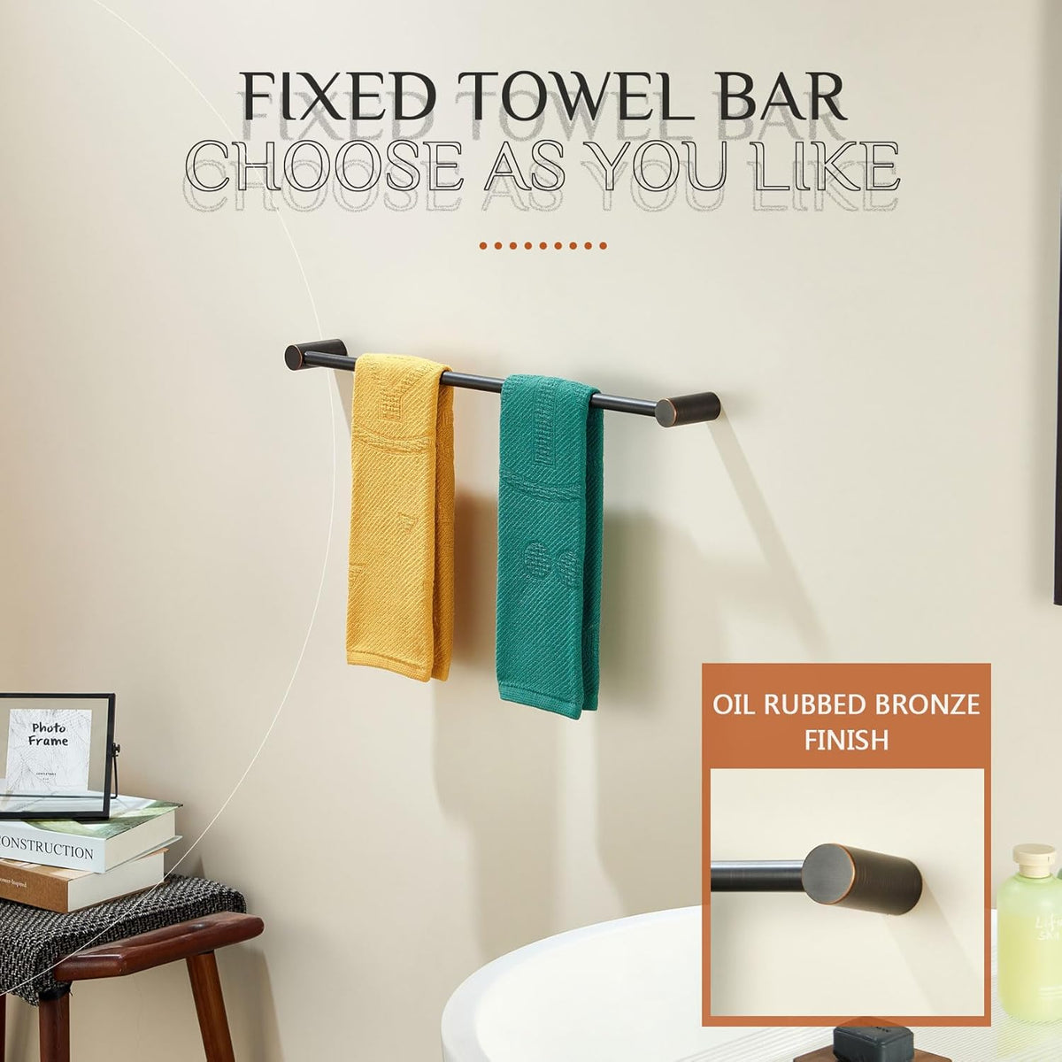 KOKOSIRI Bath Towel Bar 20-Inch Hand Towel Holder Single Rail for Lavatory and Bathroom Wall Mounted Oil Rubbed Bronze Stainless Steel, B4007ORB-L20