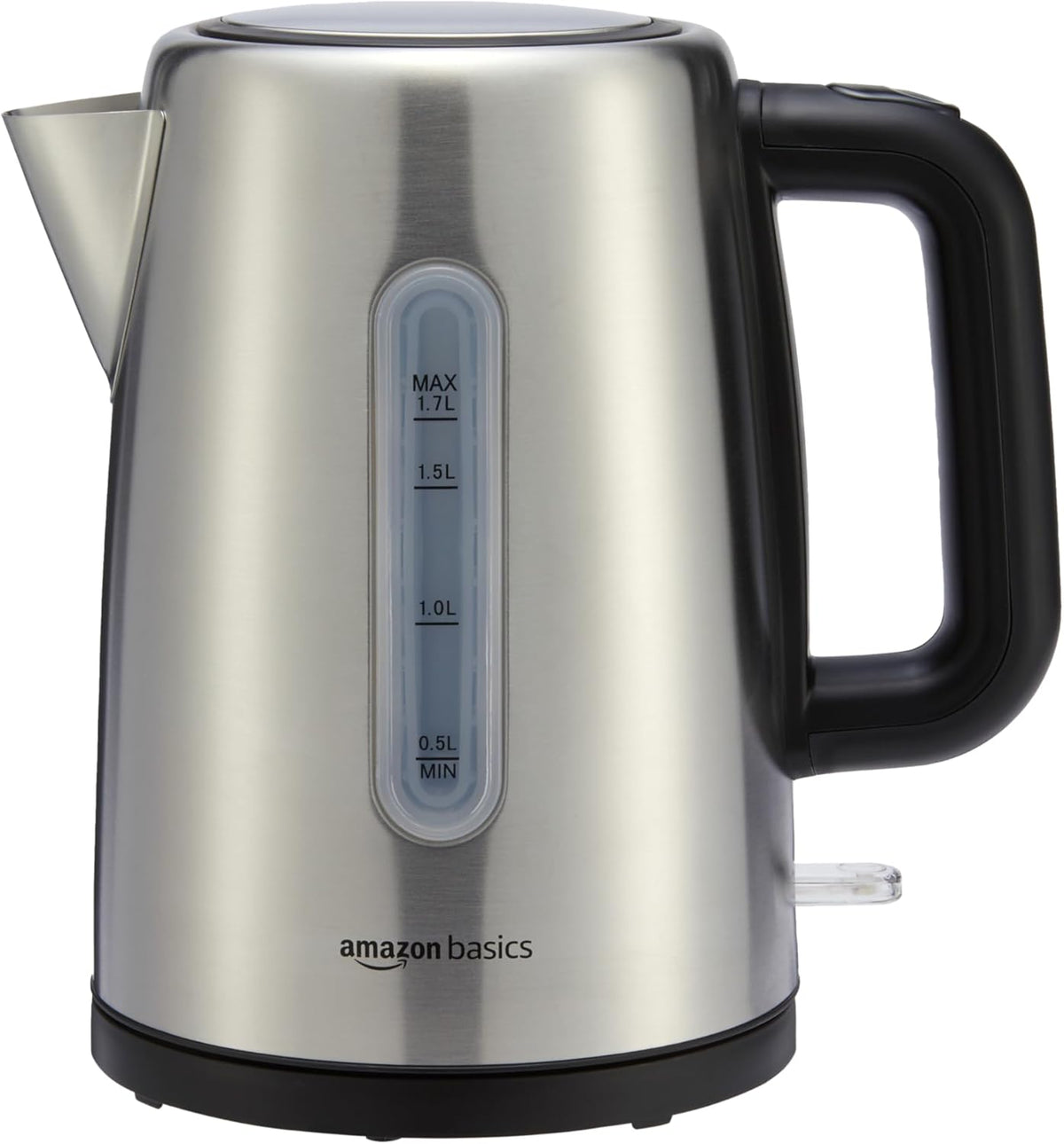 Amazon Basics Electric Stainless Steel Kettle for Tea and Coffee, BPA-Free, Fast Boiling, Auto Shut-Off, 1.8 Quarts, 1500W, Black and Silver