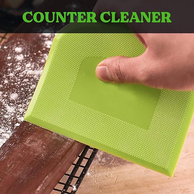 SURDOCA Dough Scraper Bench Scraper - 3P 14.2x8.5" Plastic Flexible Bowl Scraper, Sharp Edge & Angles Cake Scraper. Non-Slip Bakeware Decorating Tools Sculpting & Modeling Tools - Green+Blue+White