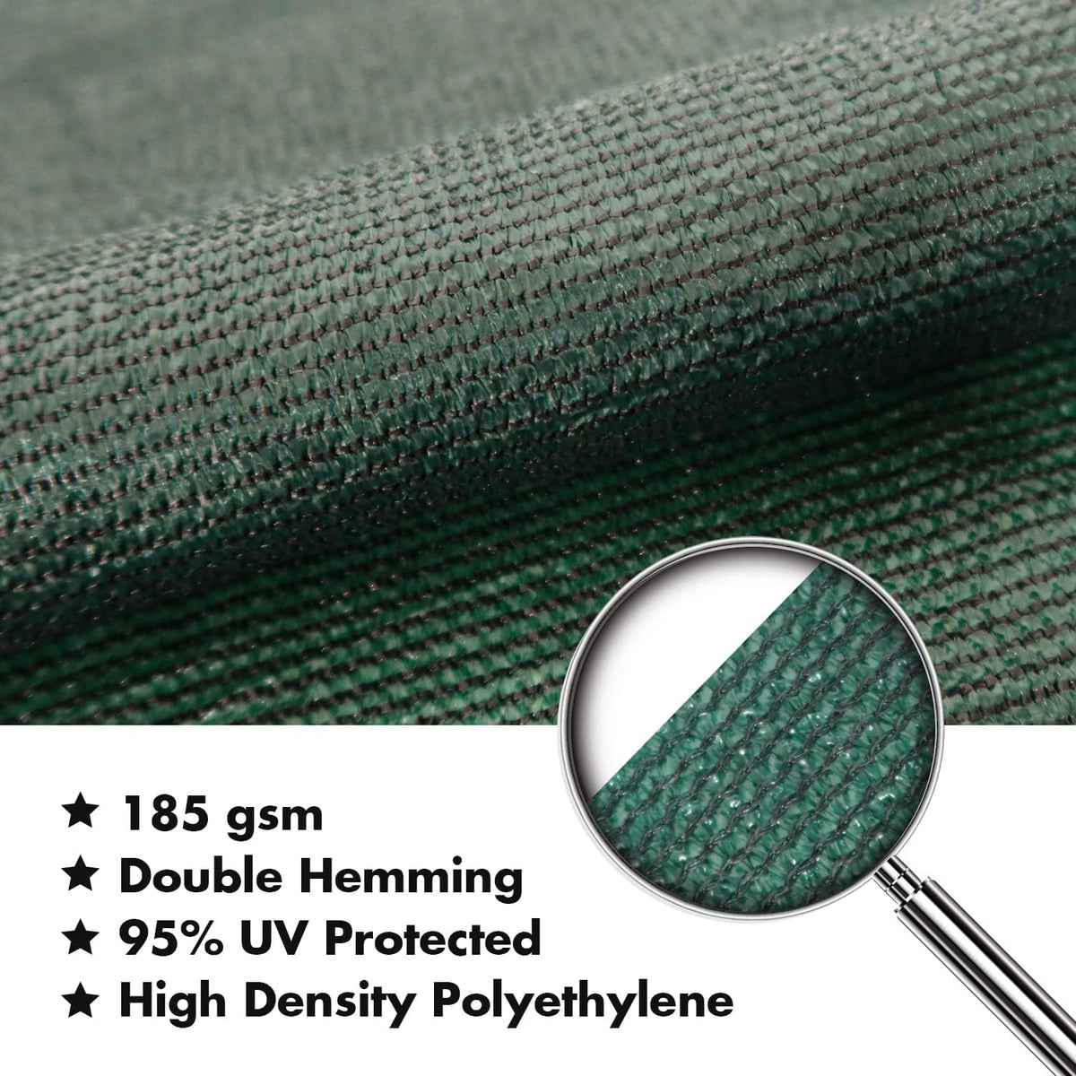 KANAGAWA 10'X22' Dark Green Custom Size Sun Shade Sail Rectangle UV Block Canopy Cover for Patio Backyard Lawn Garden Outdoor (Customized Available)