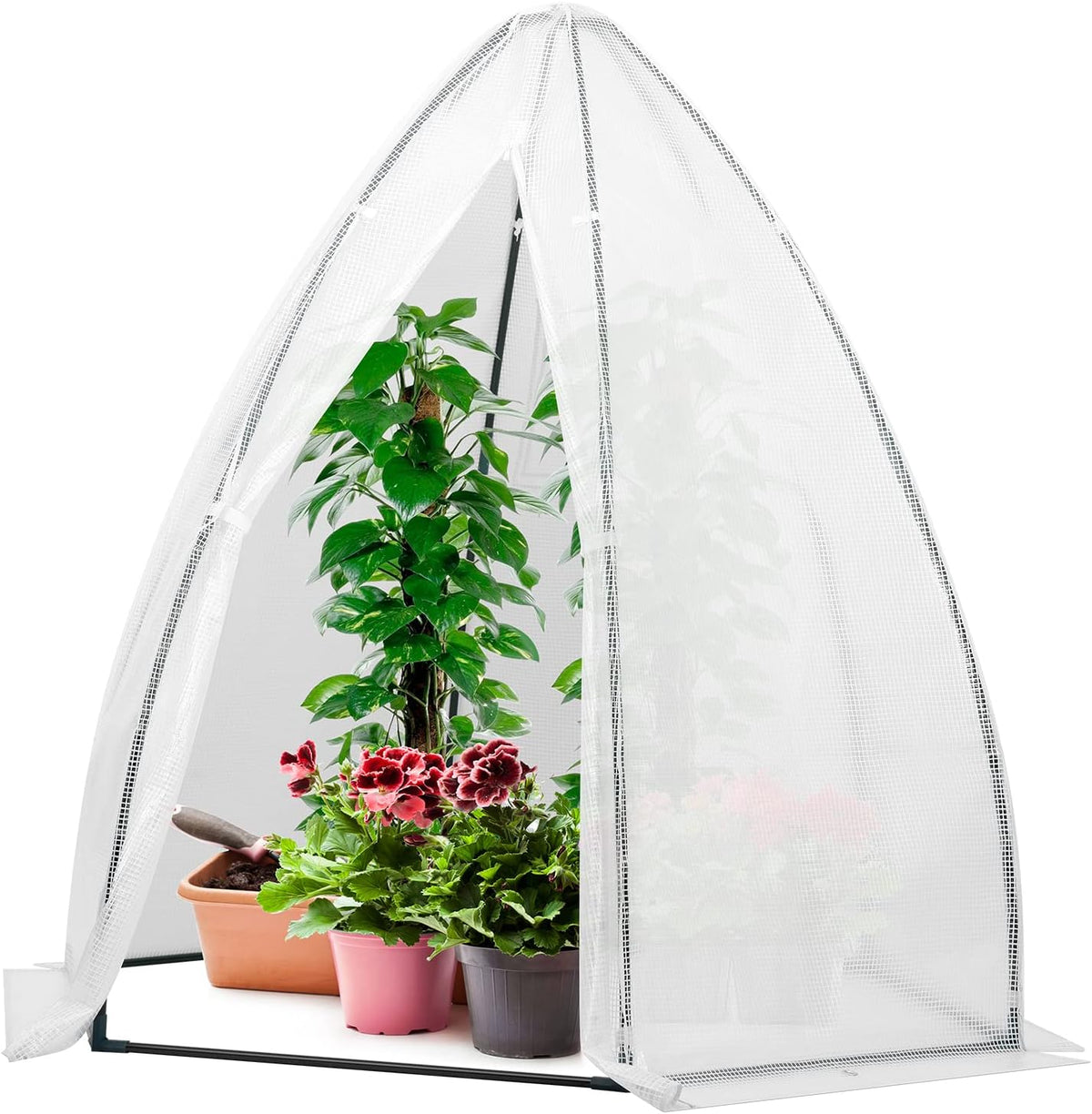VIVOSUN Portable Mini Greenhouse 72x63x63-Inch Tent-Style Greenhouse, PE Cover with Roll-up Zipper Door and Window, for Indoor Outdoor or Garden Plant Growing, White