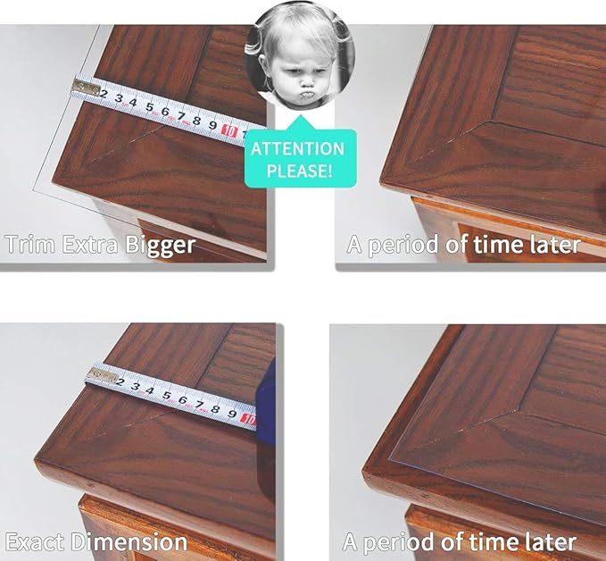 NECAUX Custom 24 x 120 Inch Clear Table Cover Protector, 1.5mm Thick Wood Grain Transparent Table Pad Non-Slip Tablecloth Protector for 10 Foot Plastic Protective Dining Room Table, Meeting Table