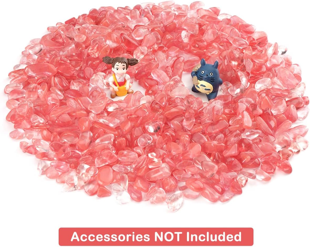 WAYBER Decorative Pebbles, 1 Lb/460g (Fill 1 Cup) Pink Crystal Quartz Stones Irregular Rock Gravel for Aquarium Turtle Tank Decoration/Succulent Plant Landscape/Flowerpot Vase Ornament
