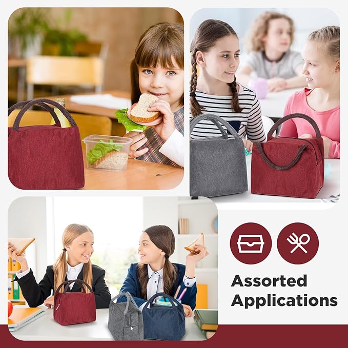 Chunful 24 Pcs Lunch Bags Bulk Insulated Reusable Lunch Bags Leakproof Tote with Aluminum Foil Interior Waterproof Thermal Tote for Women Adult Office Work Back to School Employees Picnic(Multi Color)