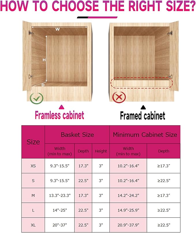 Pull Out Cabinet Organizer, Expandable(14.9"~25.9") Cabinet Drawers Slide Out, Adjustable Width Roll 0ut Shelf Cabinet Organizer for Kitchen Base Cabinet Organization (Large, 1Pack)