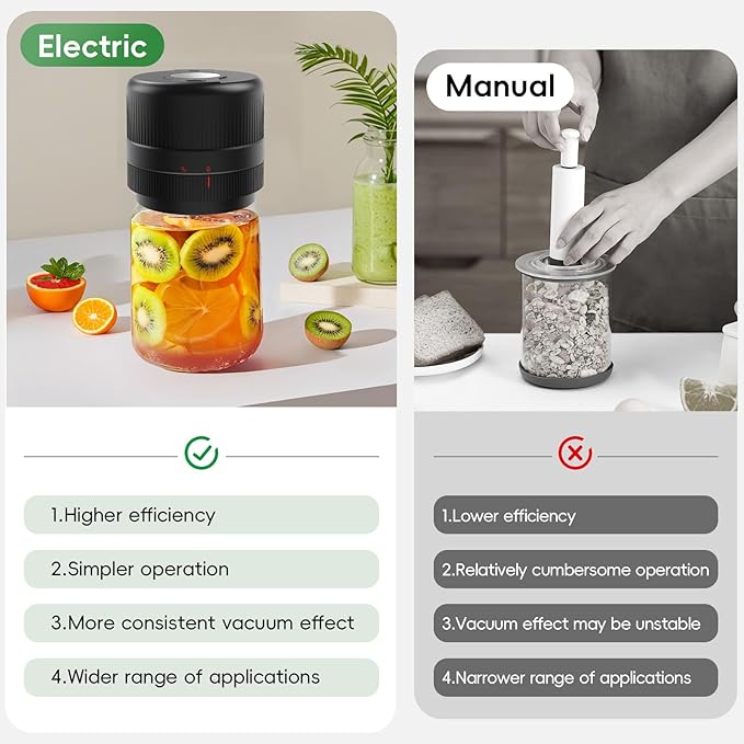 Mason Jar Vacuum Sealer Kit, Electric Sealer for Wide, Regular Mouth Mason Jars, Portable Vacuum Sealer for Jars, Birthday Gift for Her, Gifts for Mom, Grandma