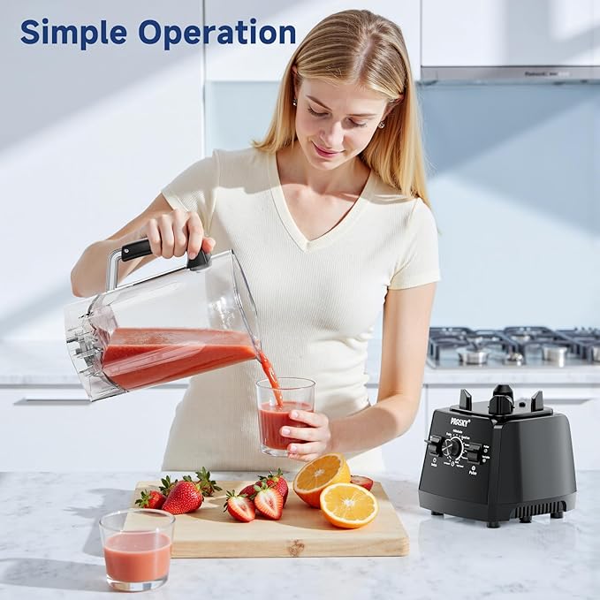 Blender Smoothies, 102oz Large Capacity Kitchen Blender, 1000Watts Motor, 2-in-1 Professional Countertop Blenders and Grinder Combo Frozen Fruit, Ice Crush, Nuts, BPA-Free - Black