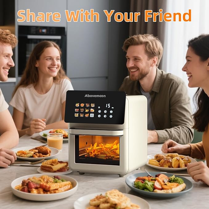 10L Large Xl Pro Air Fryer Oven With Grill Combo For Kitchen Countertop Use,12 in 1 Smart Convection Ovens,AirFryer With Glass View Window,Nonstick Basket,Fryer Liners,Removable Door-White