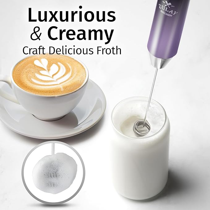 Zulay Kitchen Rechargeable Milk Frother Handheld Lux - Powerful 2-Speed Motor, Waterproof, 2000mAh Battery - Drink Mixer for Latte, Cappuccino, Matcha & Protein Powder - Lux Galaxy