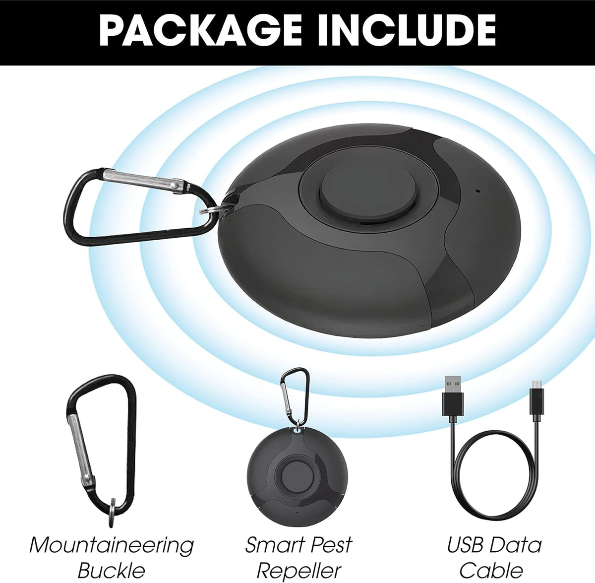 Black Ultrasonic Tick & Flea Repeller – Rechargeable and Portable Protection – Uses High-Frequency Technology to Keep Ticks and Fleas Away – Safe for People and Pets, Perfect for Outdoor Use