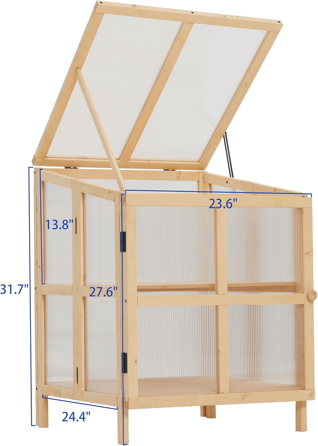 2 Tier Foldable Cold Frame Greenhouse, Portable Wooden Greenhouse Garden Cold Frame Raised Planter Box with Shelves