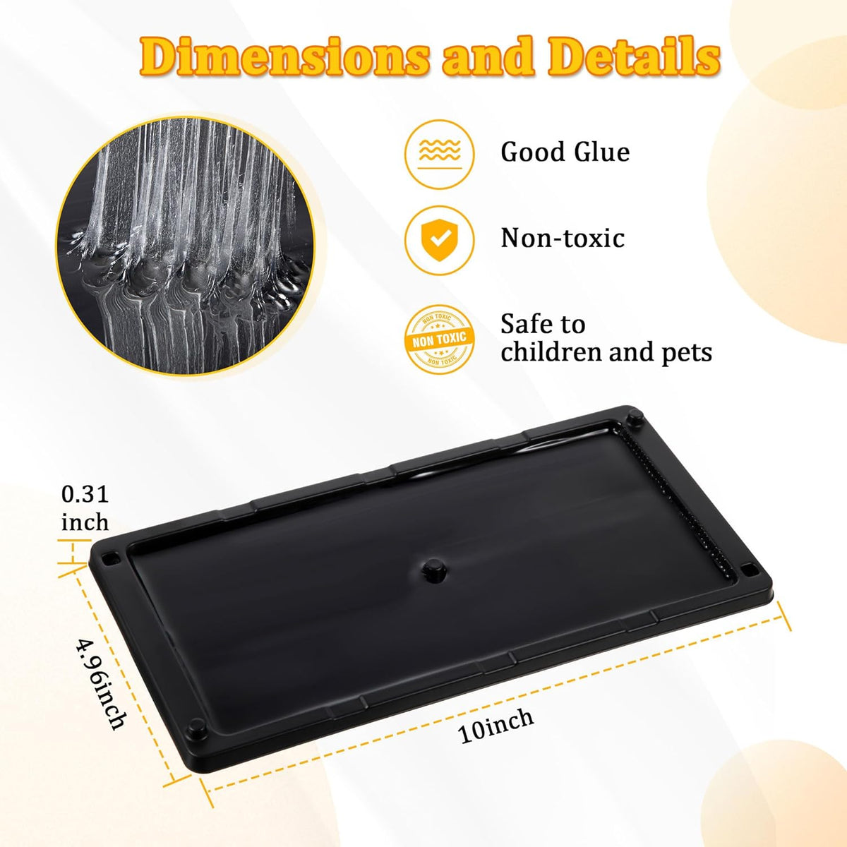Qualirey 48 Pack Glue Traps for Rats and Snakes, Larger and Heavy Duty Baited Sticky Traps with Non Toxic Glue, Exterminator Plastic Mouse Indoor Board, Ready to Use, Safe to Children and Pets (Black)