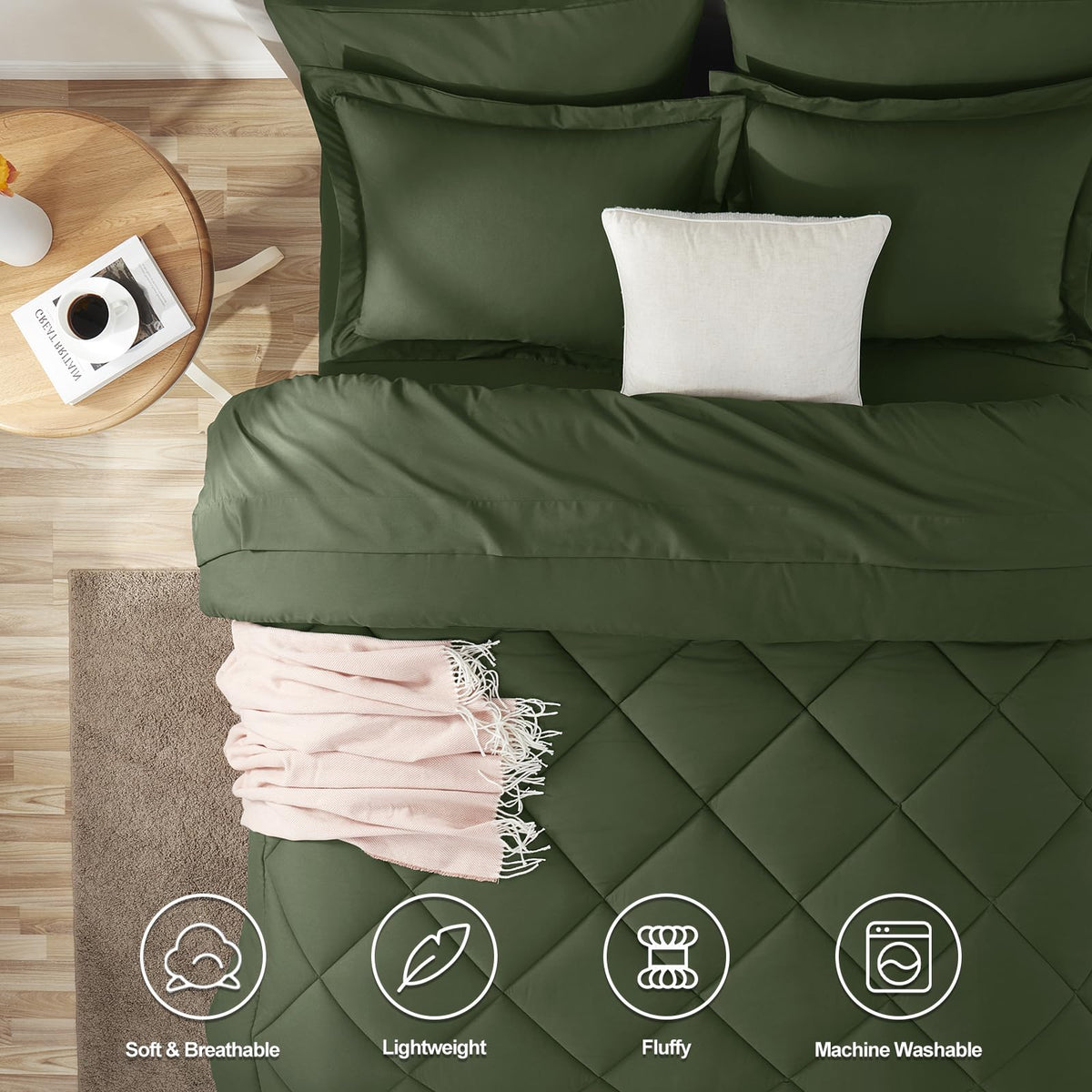 King Size Comforter Set Olive Green