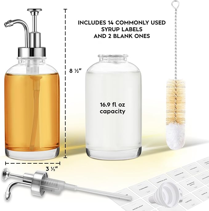 Spaceneat Olive Oil Dispenser Bottle for Kitchen & Coffee Syrup Dispenser Bundle, Silver