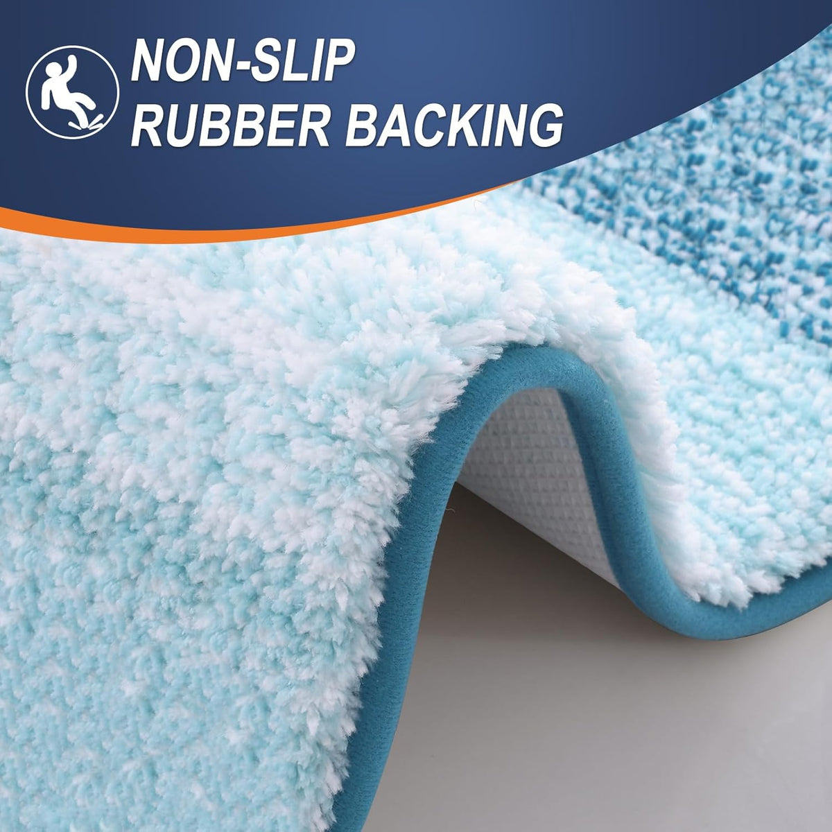 OLANLY Bathroom Runner Rugs 54x24, Extra Soft Absorbent Microfiber Bath Rugs, Rubber Backing, Quick Dry, Washable Bath Mats for Bathroom Floor, Tub and Shower, Home Decor Accessories, Peacock Blue
