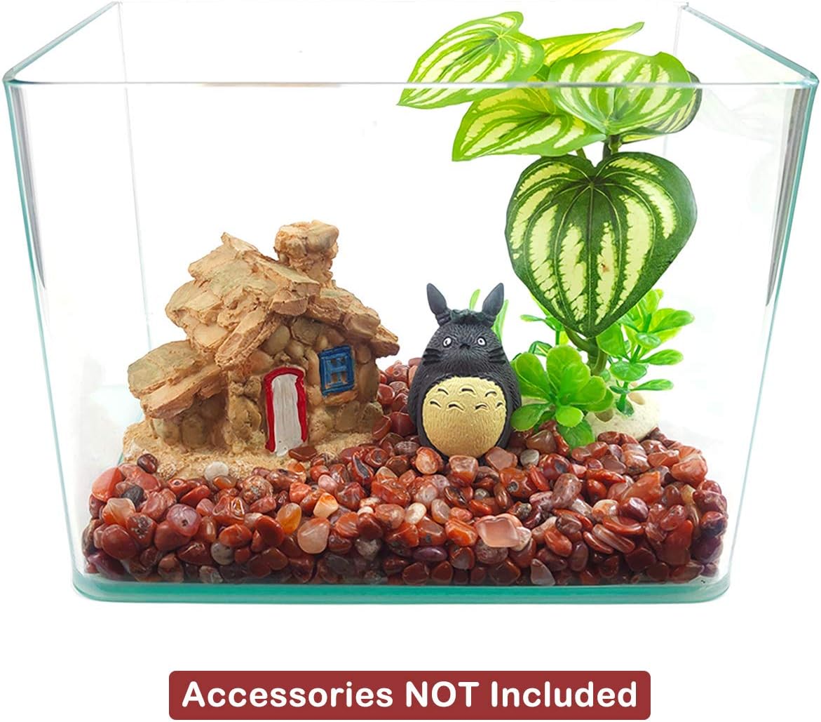 WAYBER Decorative Stones, 1 Lb/460g (Fill 0.9 Cup) Natural Red Agate Pebbles Irregular Crystal Rock Gravel for Aquarium Turtle Tank Decoration/Succulent Plant Landscape/Flowerpot Vase Ornament