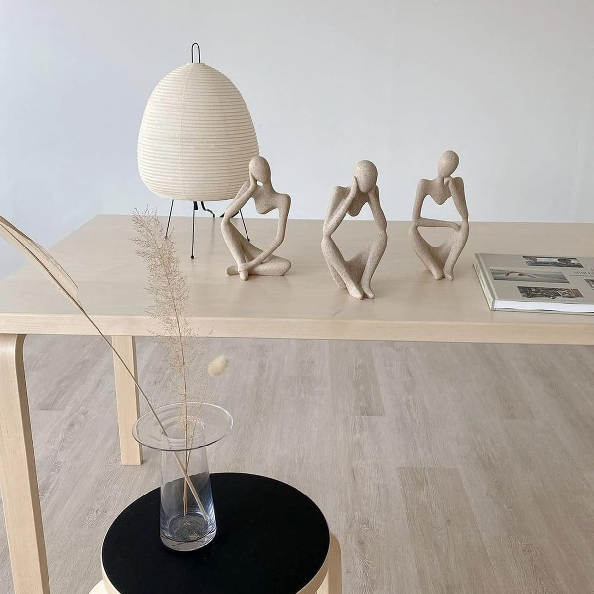 Abstract Style Thinker Sculptures, Sandstone Resin Thinker Statue Ornaments, Housewarming Gifts, Living Room Dining Desk Decorations(Right, Large)