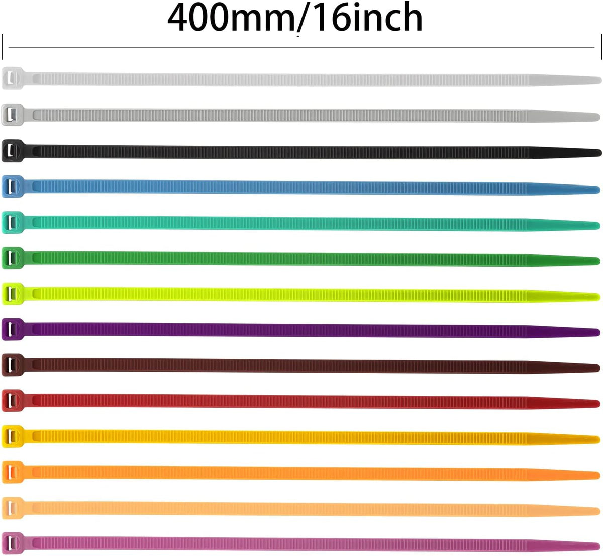 XINGO 100PCS Cable Zip Ties Heavy Duty, Premium Nylon Plastic Wire Ties with 50 Pounds Tensile Strength, Self-Locking Black Nylon Zip Ties for Indoor and Outdoor (16 inch, Brown)