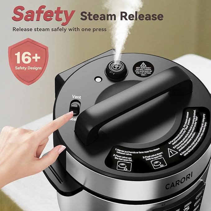 Electric Pressure Cooker 6 Qt, 9 Functions Programmable Instant Pot with IMD Touchscreen, Rice Cook, Slow Cook, Steam, Sauté, Warm, 16+ Safety Features, 1000W Silver